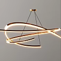 Modern Curved LED Chandelier With Intertwined Metallic Design And Hanging Structure