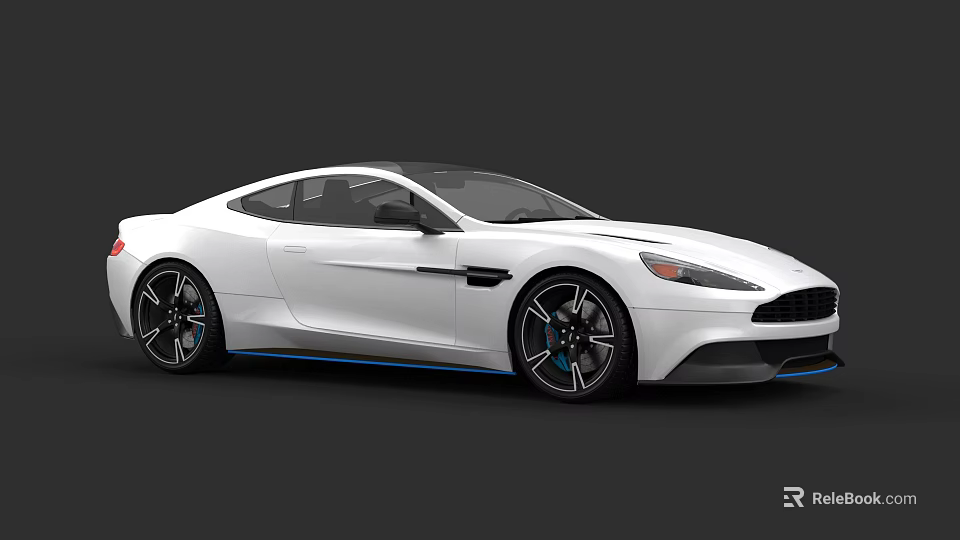 White Sports Car With Sleek Body Design Black Wheels And Blue Accents 3d model 