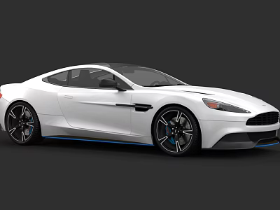 White Sports Car With Sleek Body Design Black Wheels And Blue Accents 3d model