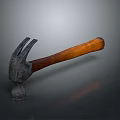 Gray Background Metal Head Hammer With Wooden Handle And Reflection 3d model