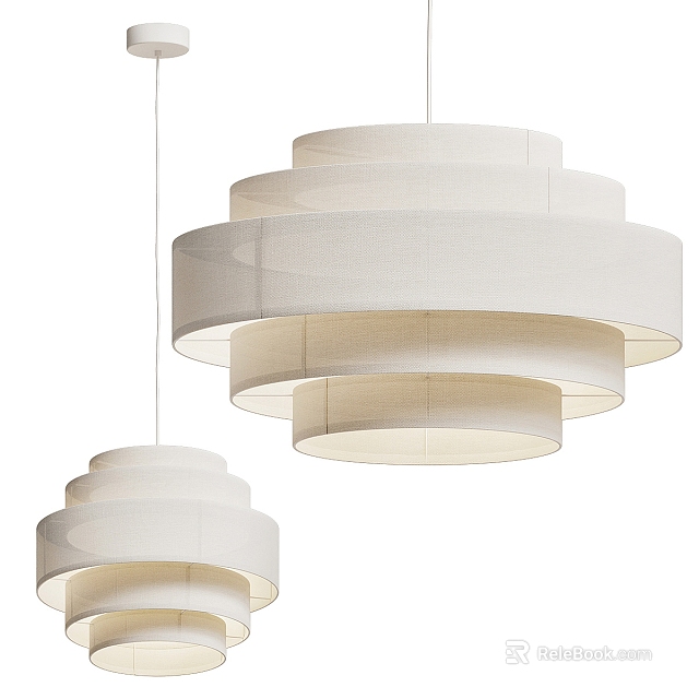 Modern White Layered Chandeliers With Circular Shades For Interior Decoration 3d model 