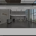 Elegant Modern Company Reception Lobby With Marble Texture Warm Lighting And Cozy Lounge Space
