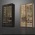 Modern Double Wine Cabinets With Glass Doors And Wooden Finish For Wine Storage