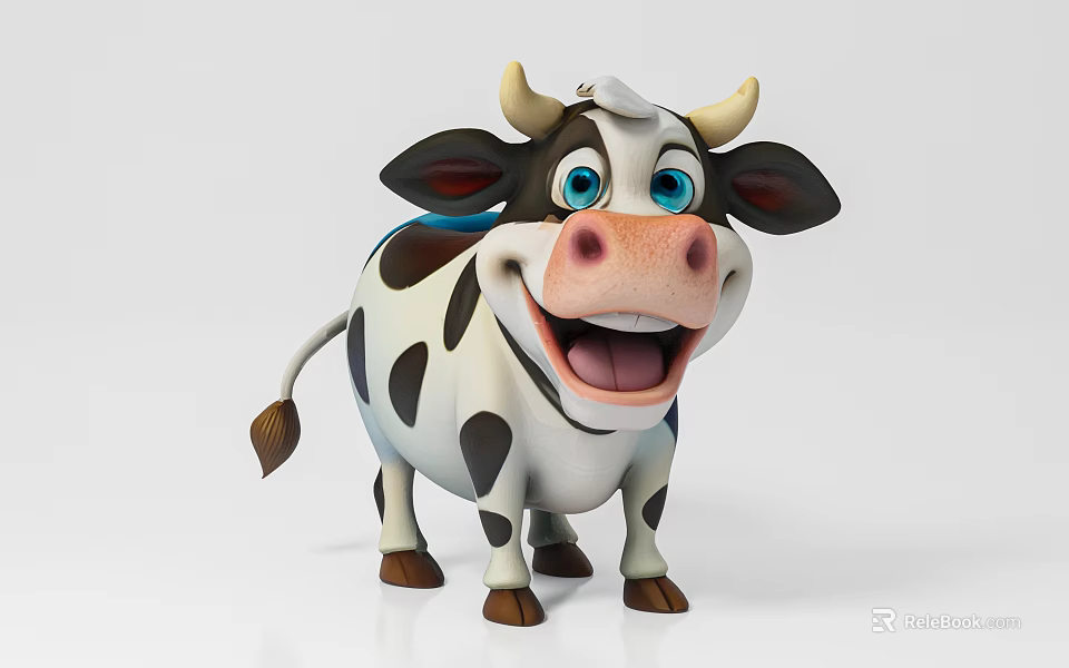 Cute Cartoon Cow Decorative Figurine Set for Home Ornament 3d model 