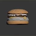 Delicious Golden Hamburger With Sesame Seed Bun Juicy Patty And Melted Cheese