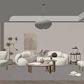Modern Living Room Interior With Cozy Sofa Coffee Table Pendant Light And Decorative Art