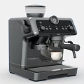 Smart Black Coffee Machine With Transparent Bean Hopper Control Panel And White Cup Brewing Coffee