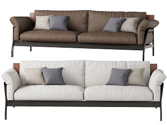 Modern double sofa multiplayer sofa combination 3d model