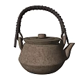 Vintage Rustic Teapot With Woven Handle And Textured Earth Tone Surface 3d model