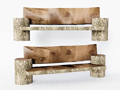 Solid Wood Outdoor Chair With Natural Tree Trunk Legs For Outdoor Patio Use 3d model