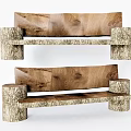 Solid Wood Outdoor Chair With Natural Tree Trunk Legs For Outdoor Patio Use