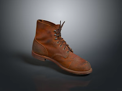 Brown Leather High Top Boots With Classic Laces And Durable Design 3d model