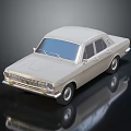 Vintage Beige Sedan Car With Retro Design Shiny Surface And Black Background