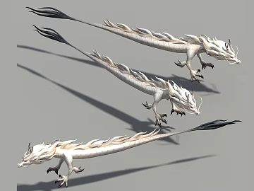 Three Shading Two White Dragon Little Flying Dragon Dragon Dragon Dragon Dragon Dragon Demon Dragon National Wind Martial Arts Fairy Wind Hand-painted Game Wind (ID:ggajh799487)