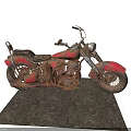 Vintage Red Motorcycle With Rustic Patina Classic Design Black Seat And Spoked Wheels