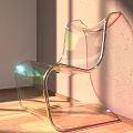 Modern Transparent Acrylic Single Chair With Curved Lines And Colorful Light Reflections