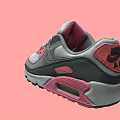 Stylish Gray Pink White Sneakers Featuring Air Cushion Sole And Classic Design Details