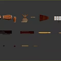 Collection of Musical Instruments and Art Supplies with Guitar Brushes Paint Palette and Drawing Tools