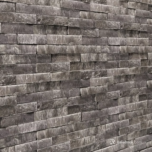 Gray Stone Brick Wall With Neatly Arranged Bricks And Natural Surface Texture 3d model