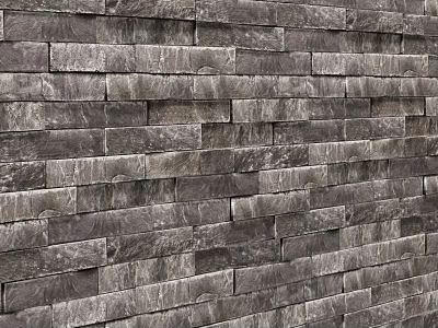 Gray Stone Brick Wall With Neatly Arranged Bricks And Natural Surface Texture 3d model