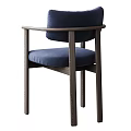 Modern Wooden Chair With Armrests Light Colored Padded Seat And Backrest