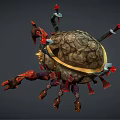 Fantasy Character Spider Like Creature With Red Gold Armor Spiked Limbs And Weapons 3d model