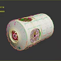 Cylindrical Industrial Device With White Casing Circular Components Yellow Strips And Metallic Parts