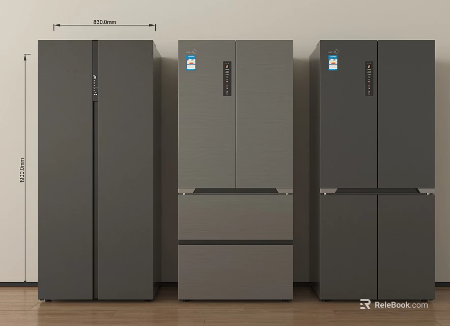 Modern Gray Refrigerators With Different Styles And Dimensions For Kitchen Use 3d model 