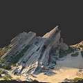 Micro Terrain Landscape With Steep Rock Formations Sandy Ground And Vegetation 3d model