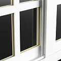 Modern Casement Window With White Frame Grid Pattern And Tempered Glass Design 3d model