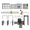 Public Facilities Including Metal Gates Automatic Barriers Turnstiles And Security X Ray Machines 3d model