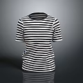 Classic Black and White Striped Short Sleeve T-Shirt for Casual Daily Use
