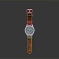 Fashionable Red Strap Watch with Silver Case and Round Dial for Modern Casual Wear