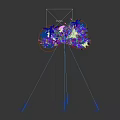 Exquisite Floral Installation with Butterflies Purple Blue Flowers Decorative Beads And Neon Lighting Accents