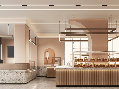 Modern Pastry Shop Interior With Display Cases And Warm Color Scheme 3d model