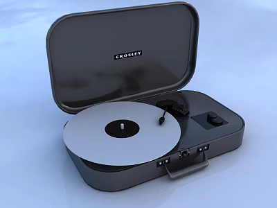 Fashion Portable Vinyl Record Player Headphone Audio with Open Lid and Turntable Design 3d model
