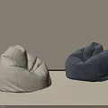 Comfortable Fabric Bean Bag Chairs In Beige And Dark Gray For Modern Minimalist Home Decor