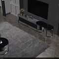 Elegant Modern TV Stand With Wall Mounted TV Decorative Vase Coffee Tables And Rug