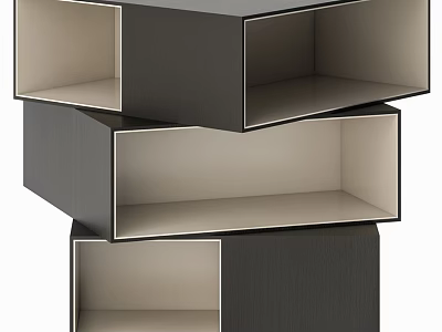 Elegant Modern Geometric Console Side Cabinet With Dark And Light Color Layered Open Storage 3d model