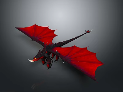 Flying Red And Black Mythical Dragon With Expanded Wings Sharp Claws And Fierce Look 3d model