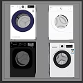 Modern Front Loading Washing Machines in White Black and Blue Contemporary Designs