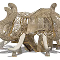 Outdoor Creative Elephant Shaped Pergola With Bamboo Structure Slide And Staircase