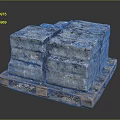 Rustic Natural Stone Blocks Placed On Wooden Pallet With Rough Texture