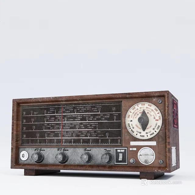 Vintage Wooden Radio Speaker With Classic Dial Knobs And Control Panel Design 3d model