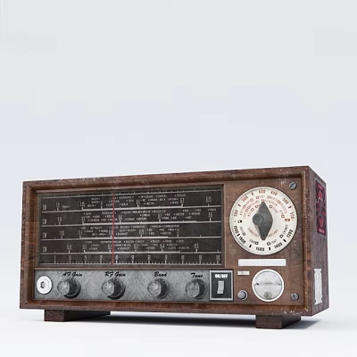 Vintage Wooden Radio Speaker With Classic Dial Knobs And Control Panel Design 3d model