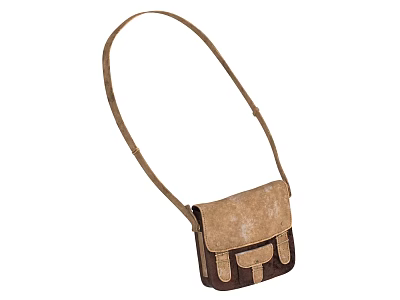 Brown Beige Crossbody Bag Featuring Leather Material Adjustable Strap And Front Pockets 3d model