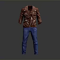 Classic Brown Leather Jacket Paired With Blue Denim Jeans Casual Outfit