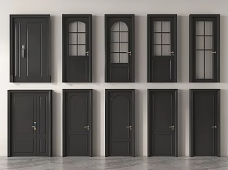 French double door single door glass door mother door wooden door 3d model