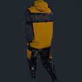 Yellow And Gray Hooded Protective Workwear Front And Back View Design 3d model