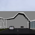 National Forest Park Entrance Gate Modern Design With Arched Structure And Glass Elements